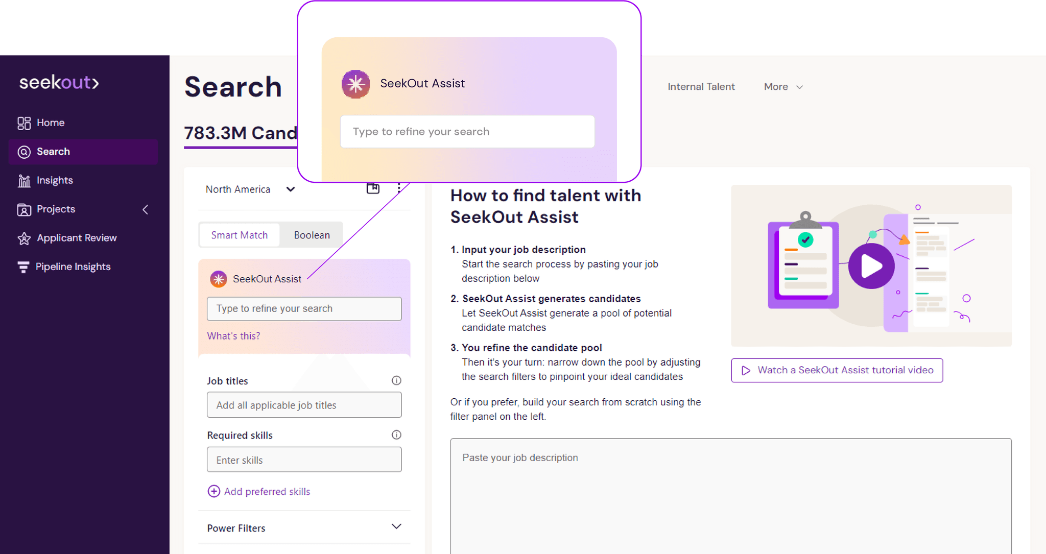A close-up look at SeekOut's candidate search interface