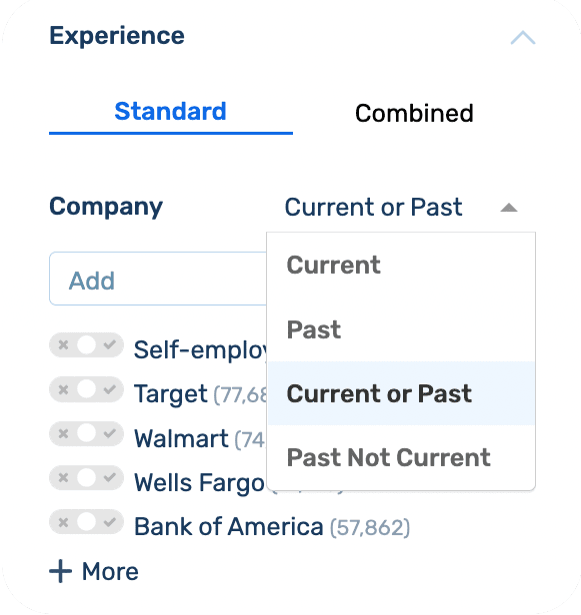 SeekOut application's filters.