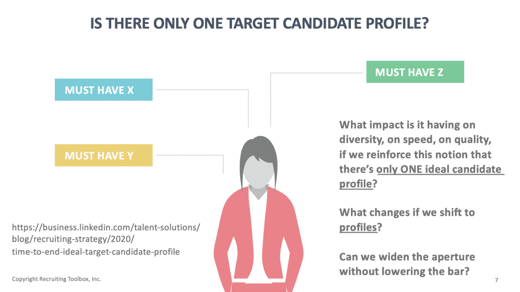 An illustration by Recruiting Toolbox on having multiple ideal candidate profiles.