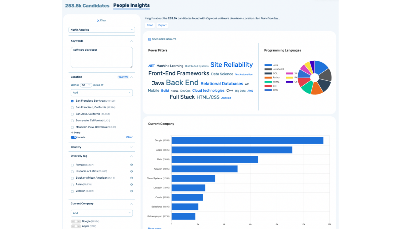 A screenshot of the SeekOut application's People Insights.