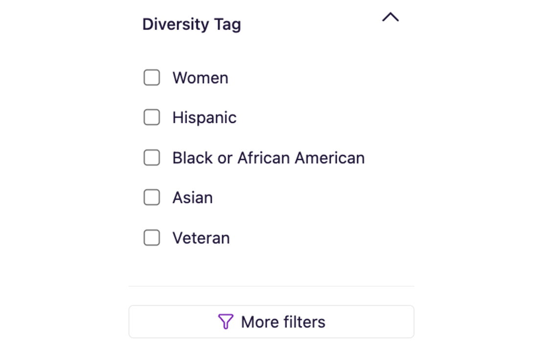 Diversity search filters in the SeekOut platform