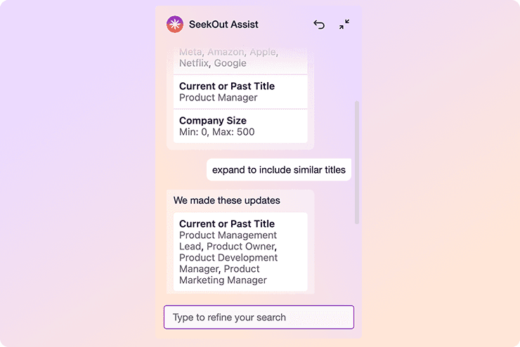 Conversational Search tool with additional filters
