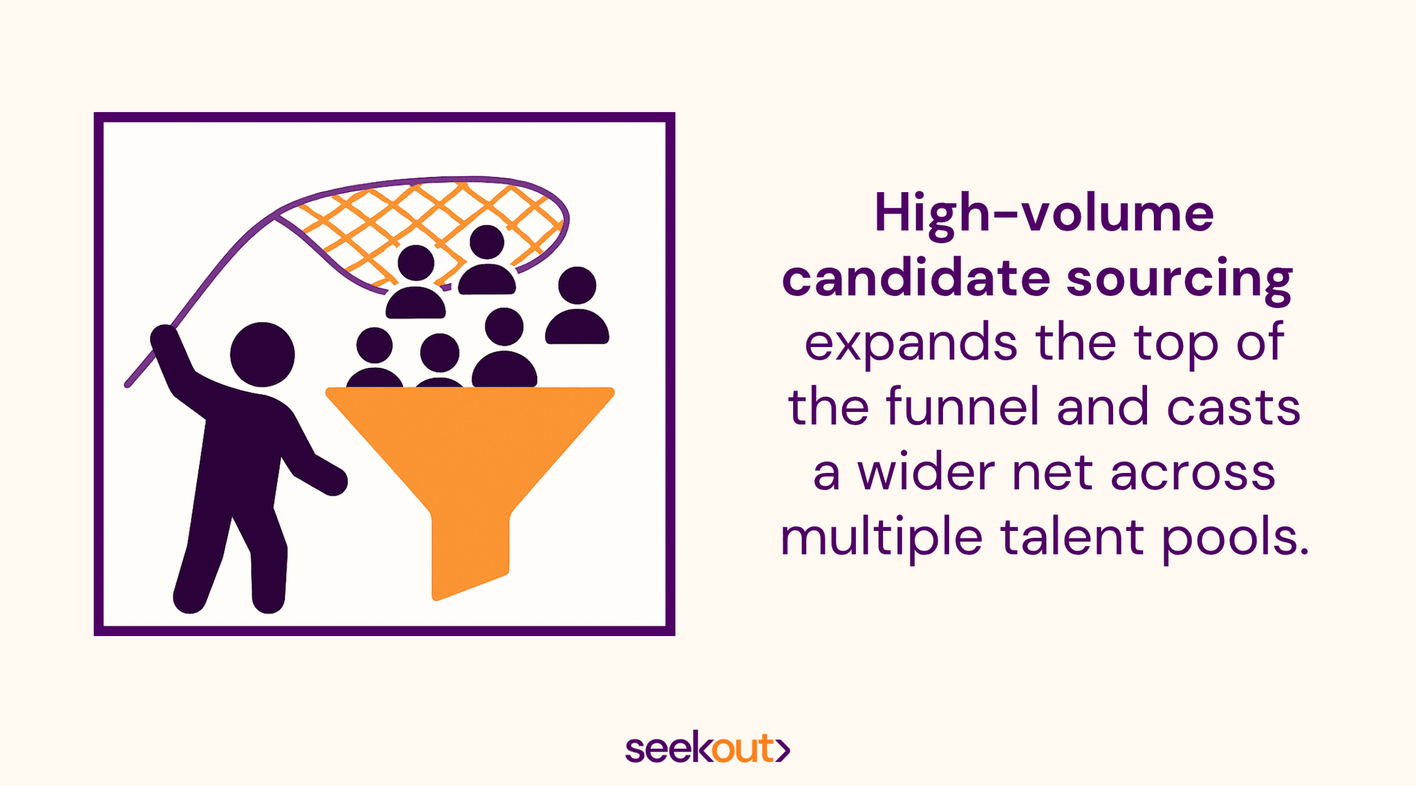 High-volume candidate sourcing involves casting a wider net