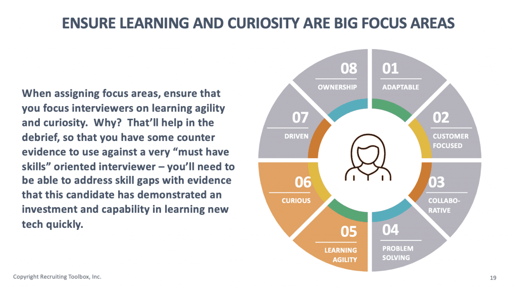 An illustration by Recruiting Toolbox highlighting the focus areas interviewers should focus on.