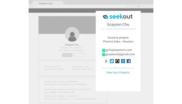 Chrome Social links option in SeekOut assistant 