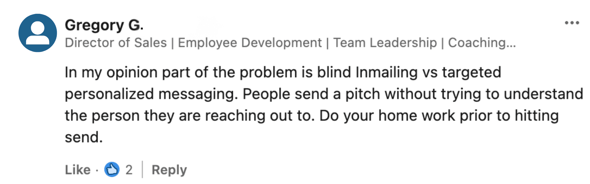 LinkedIn comment screenshot