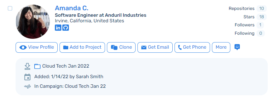 SeekOut application's organization sharing visibility on candidates and projects.
