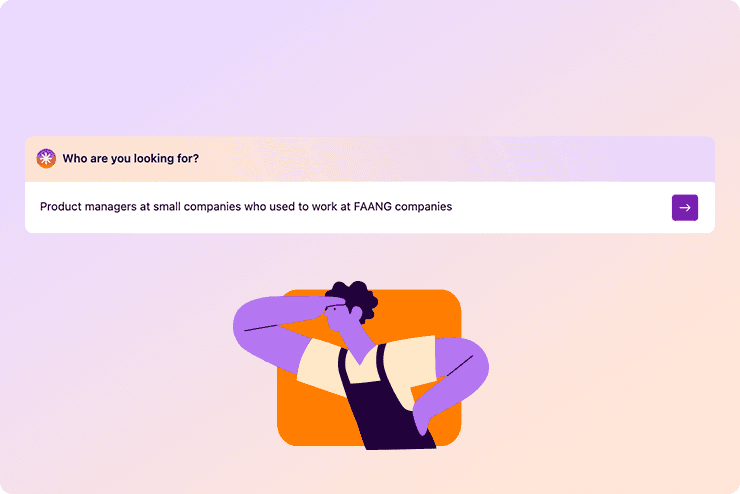 A screenshot of the Conversational Search search bar within SeekOut Assist.