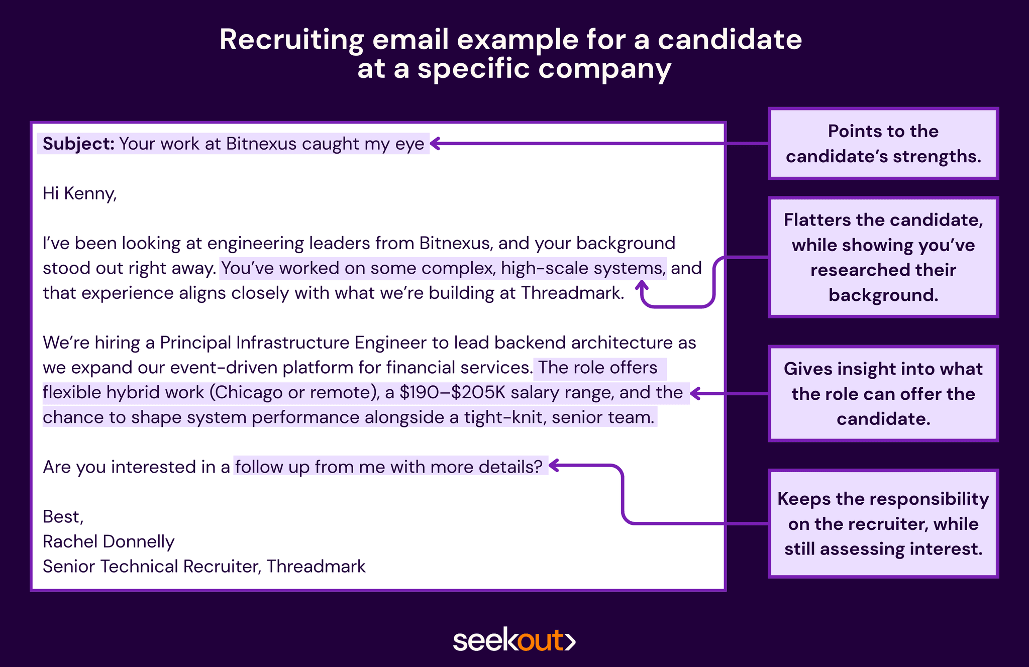 Recruiting email example: specific company