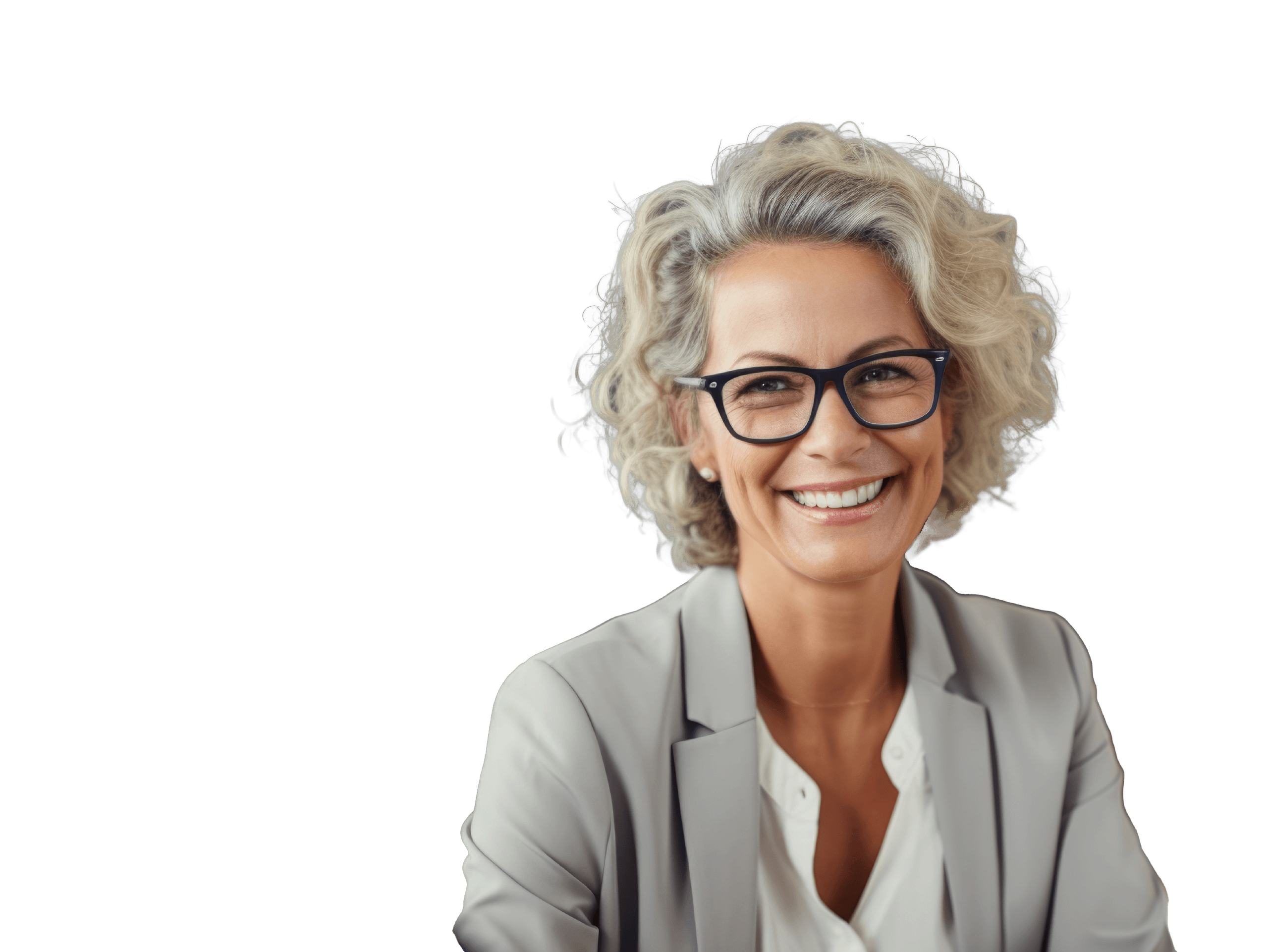 Grey woman with glasses